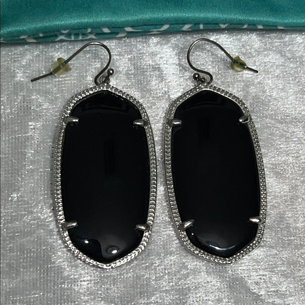 Kendra Scott Black and Silver Dangle Earrings - Picture 2 of 2
